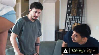 Pervert Boys only Help Busty Stepmom Pristine Edge to Peek under Her Skirt!...