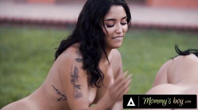 Latina Stepmom Queenie Sateen and Bff Vanessa Sky Take Turns with Stepson's...