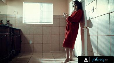 Unsatisfied Brunette Fantasizes Having a Romantic Scissoring Fuck with Bust...