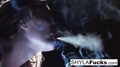 Gorgeous and Big Tittied Blonde Loves to Smoke