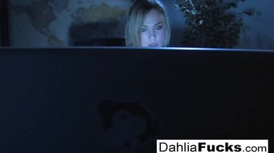 Sexy Dahlia fingers herself in the dark