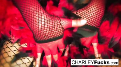 Charley Chase in lingerie & stockings