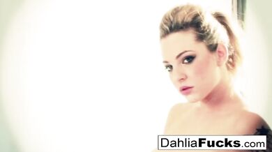 Sexy Dahlia dildos her tight wet pussy
