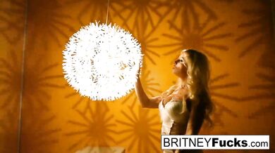 Sexy blonde in a retro tease and solo