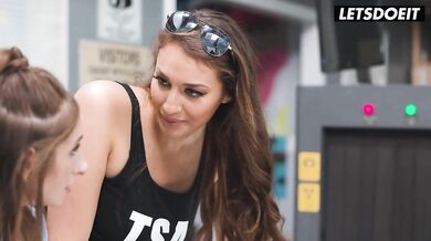 Hot Lesbian Fuck with Security Officer and Sexy Flight Attendant - LETSDOEIT