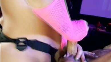 Sexy stripper licks and destroys her client tight asshole with a big strapon