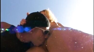 Sexy mistress destroys a guy with shaved asshole using a huge strapon outdoor after getting her pussy licked