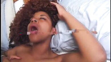 Black babe pleases her pierced cunt before getting screwed by a black dude with big cock