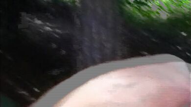 Muscular man gets rough anal fuck from a tattooed shemale outside