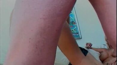 Two busty women get pussies fucked by a guy before pegging his asshole with strapons