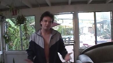 Naughty babe sticks a toy in her pierced cunt before getting deep anal and pussy fuck from her neighbor