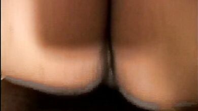 Horny black BBW sucks a guy with big dick and balls before getting bush rammed POV style