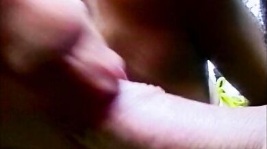 Brunette shemale sucks the gardener before getting her tight asshole eaten and pumped outdoor