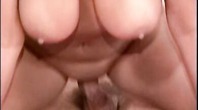 Babe with huge tits gets tight holes screwed by her boyfriend big cock on the bed