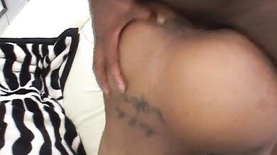 Small tits black babe gets her mouth and pussy fucked hard by a handsome black dude