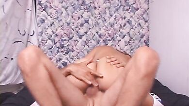 Handsome man sticks his big dick in a girl with tight pussy and mouth after getting blowed POV style