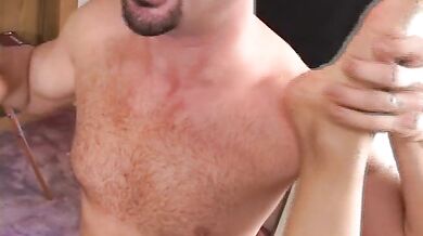 Busty blonde gets her cunt fisted and destroyed on pool table by a handsome man