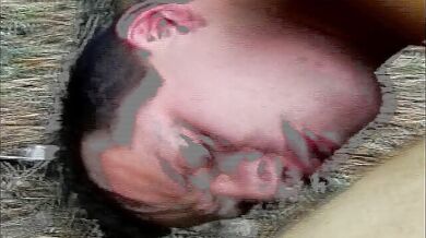 Tattooed guy and sexy tranny blow each other and fuck their tight asses outdoor