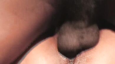 Nasty girl suck two black guys and gets her hairy pussy rammed after she play with a huge toy