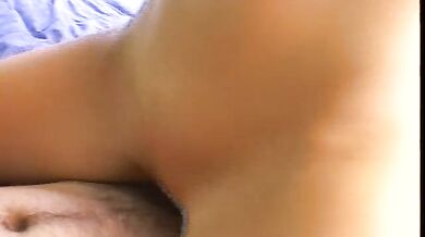 Nasty teen gets her cunt hammered by two guys with big dicks on the bed