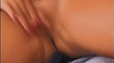 Tattooed babe plays with her huge tits and wet cunt before getting hammered by a handsome dude