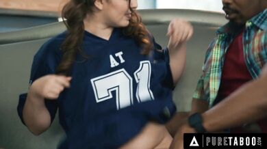 Mischievous Teen Leana Lovings Seduces Her Stepdad's Best Friends