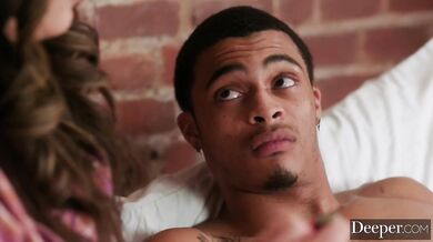 Deeper. Curvy Beauty Scarlett Alexis Gets Spit-Roasted In Deeper Debut