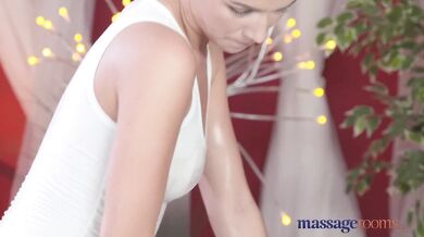 Massage Rooms Horny brunette gets creampied