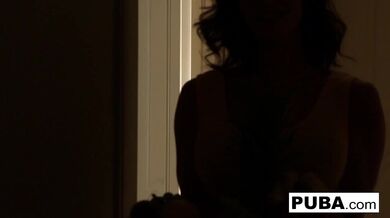 Two hot lesbians share a banana before making each other cum